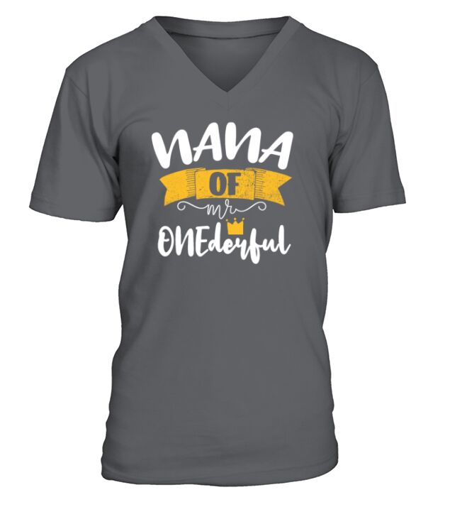 NANA of Mr Onederful 1st Birthday Matching Family V-Neck T-shirt