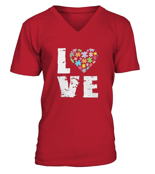 Love Puzzles Graphic V-Neck T-shirt