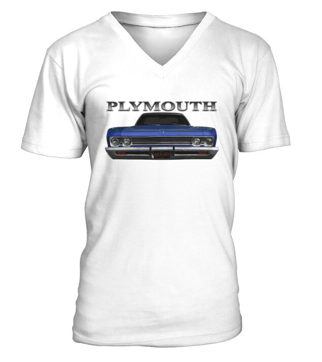 1969 Plymouth Fury Front Blue V-Neck T-shirt