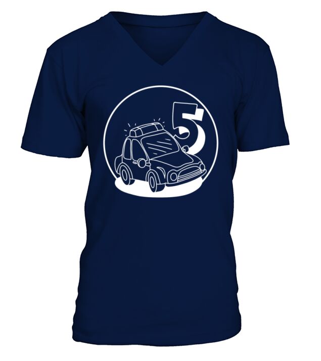 Police car and the number 5 V-Neck T-shirt
