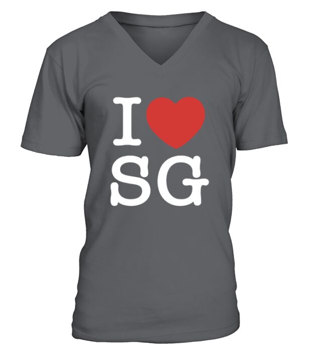 Mens I Love Heart SG Funny V-Neck T-shirt