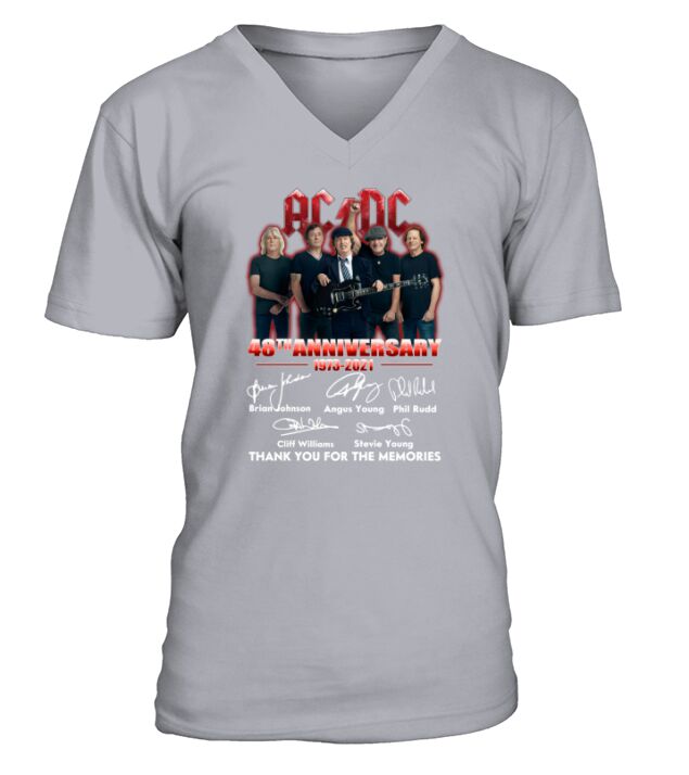 ACDC 48th anniversary 1973-2020 thank you for the memories signatures V-Neck T-shirt