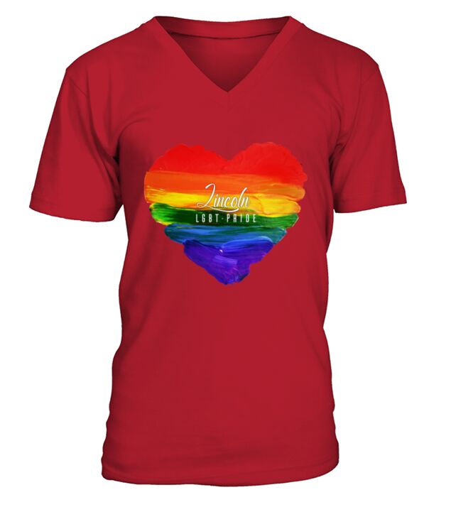 Lincoln LGBT Pride Watercolor V-Neck T-shirt