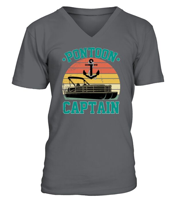 pontoon captain funny boaters or boat driving V-Neck T-shirt