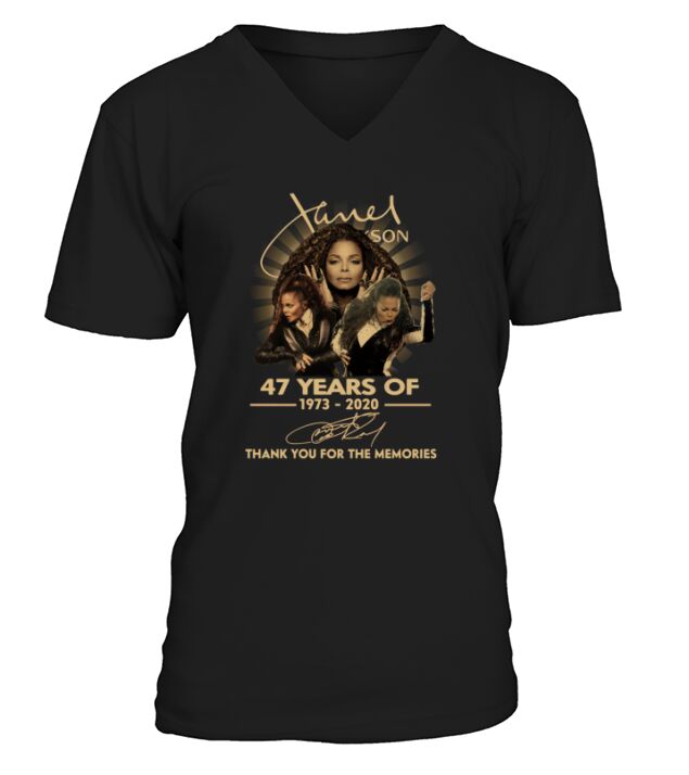 Janet Jackson 47 Years Of 1973 2020 Signature Thank You For The Memories shirt V-Neck T-shirt