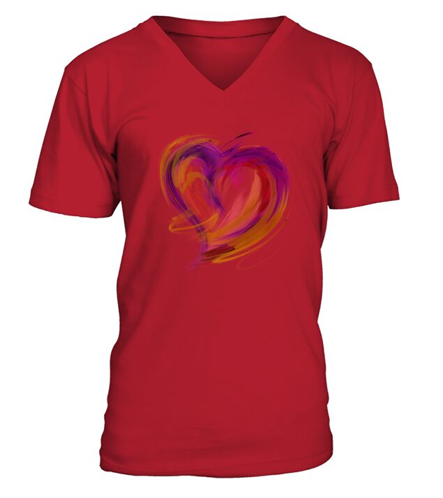 Oil Paint Heart V-Neck T-shirt