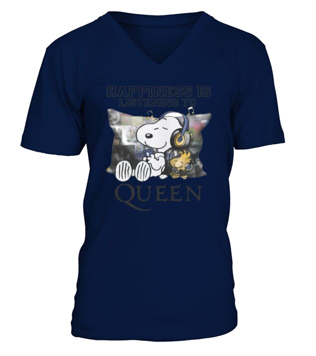 Snoopy und Woodstock Glück hört Königin T-Shirt V-Neck T-shirt