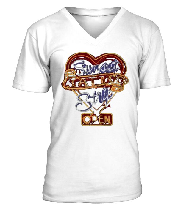 Sunset Tattoo Strip Cool Vintage Rock and Roll Sign Tshirt V-Neck T-shirt