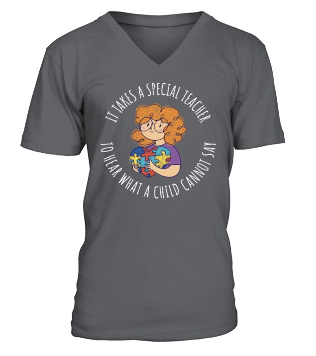 Special Teacher Funny World Autism Day Gift V-Neck T-shirt
