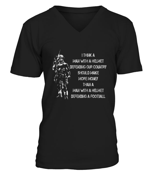 I think a man with a helmet defending our country V-Neck T-shirt