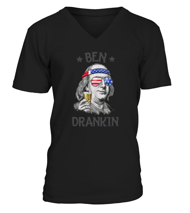Ben Dranking Amrica Flag V-Neck T-shirt