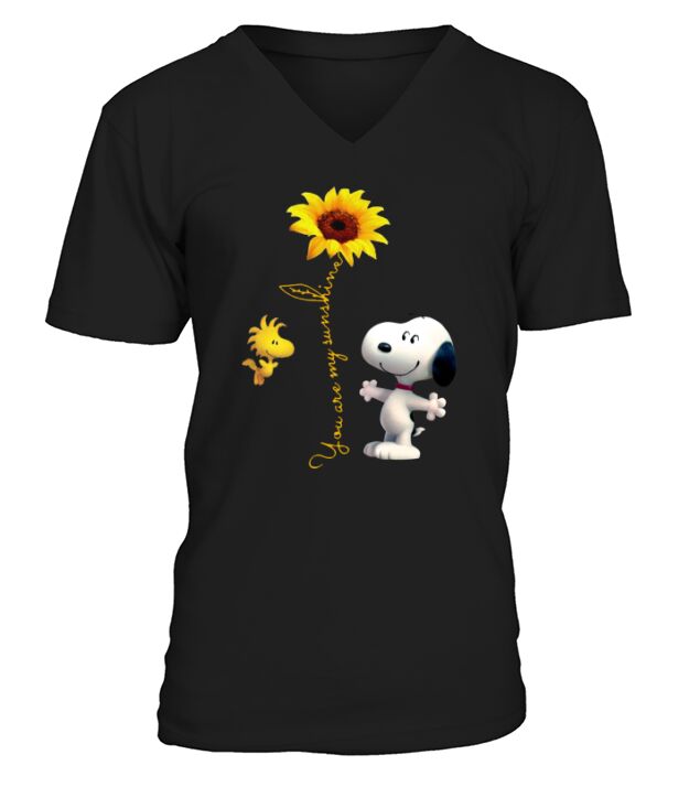 Snoopy and Woodstock You are my sunshine sunflower V-Neck T-shirt