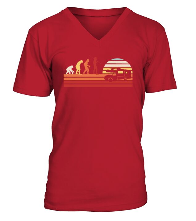 Retro RV Camper Van Vintage Motorhome Caravan V-Neck T-shirt