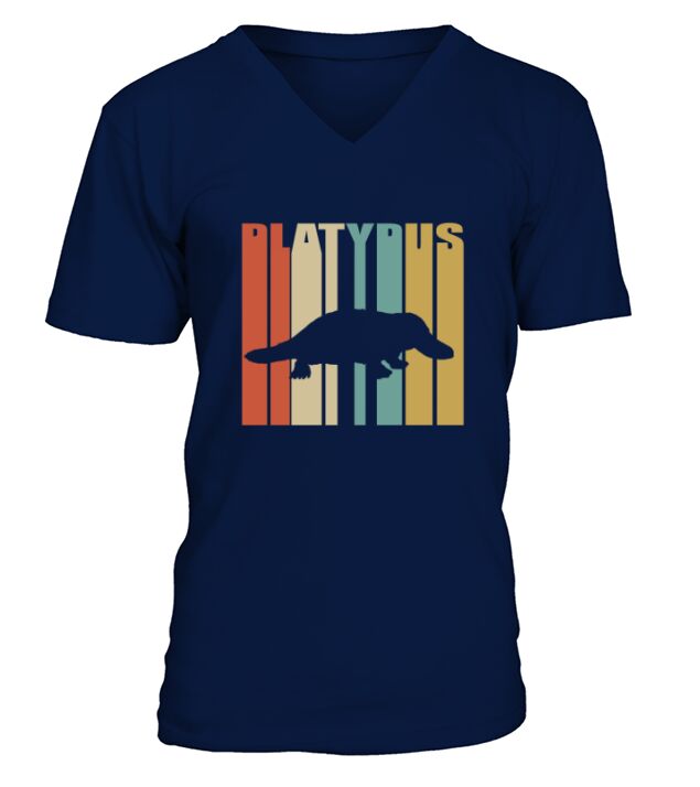 Silhouette d&#39;ornithorynque rétro vintage - Ladies V-Neck V-Neck T-shirt