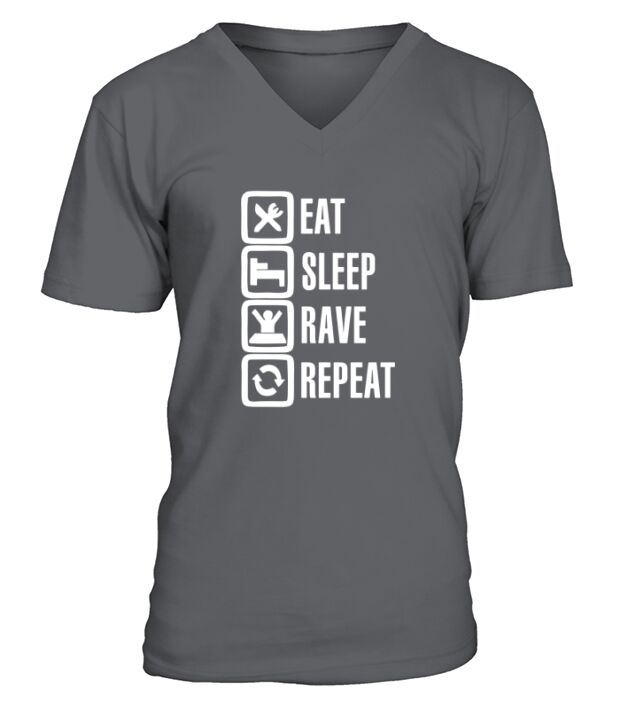 2018 Funny Eat Sleep Rave Repeat V-Neck T-shirt