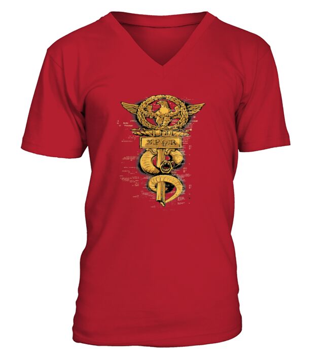 Gold Roman Eagle Snake V-Neck T-shirt