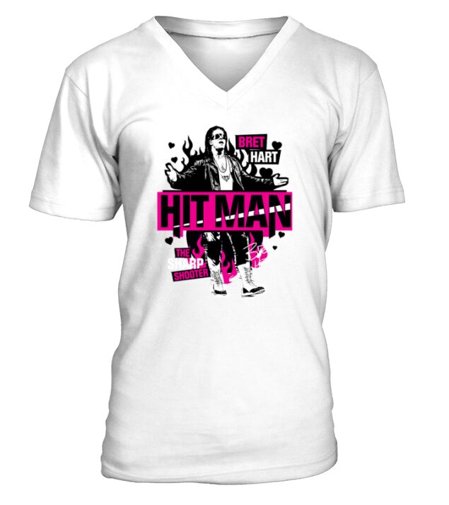 WWE Bret Hart  Hit Man  Graphic V-Neck T-shirt