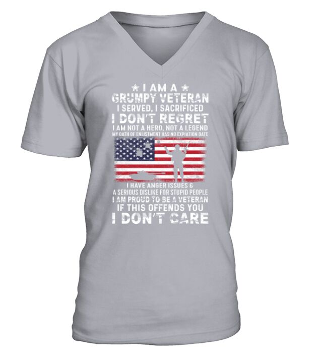 I am a crumpy veteran I served, I sacrificed I dont regret V-Neck T-shirt