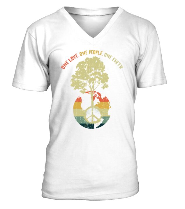 Retro Vintage People Planet Save World Earth Day V-Neck T-shirt