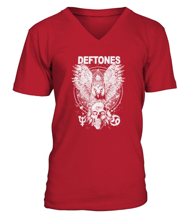 Deftones  Owl and Skull V-Neck T-shirt