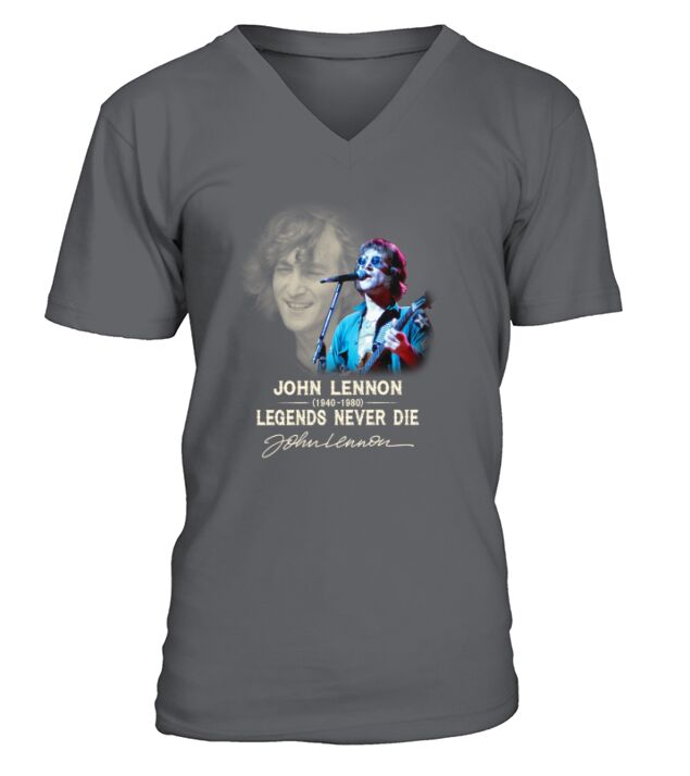 John Lennon 1940-1980 Legends Never Die Signature autographed shirt V-Neck T-shirt