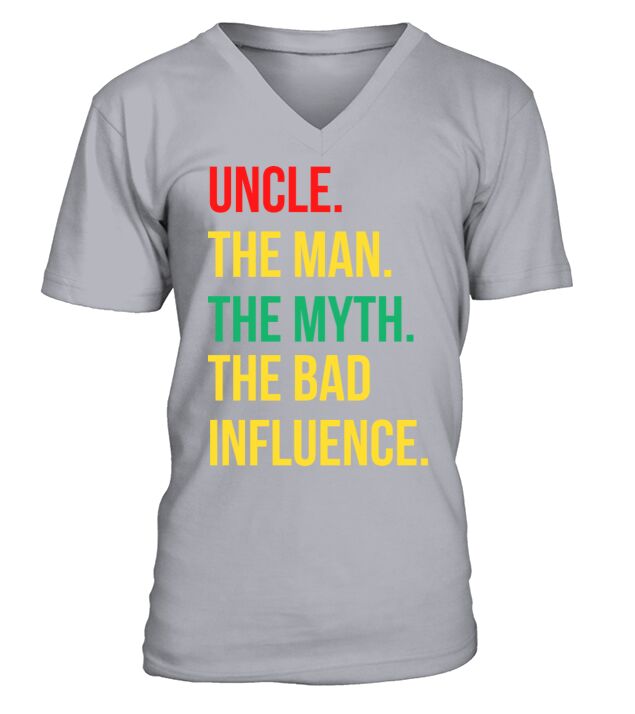 Men Vintage Fun Uncle Man Myth Bad Influence Shirt V-Neck T-shirt