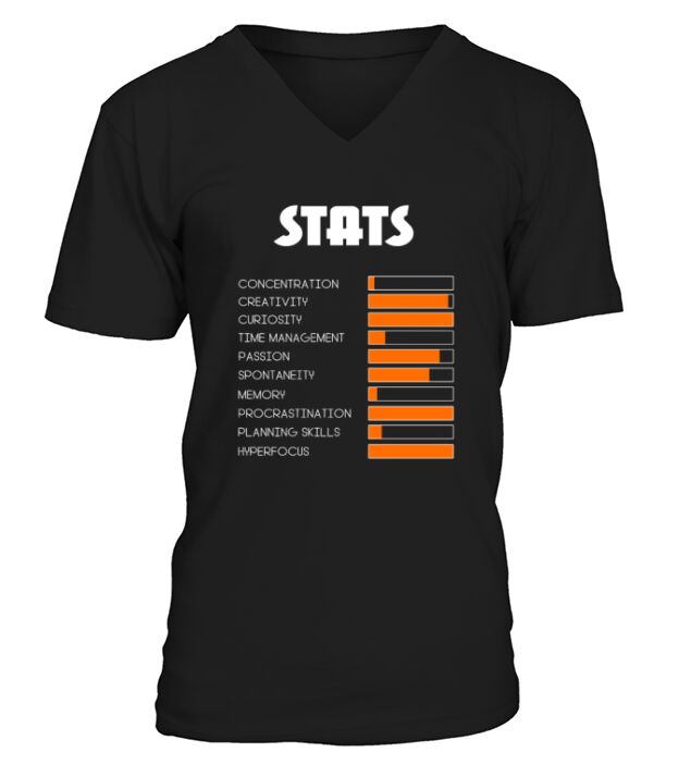 Stats Characteristics ADHD Awareness Gift Clothes Men's V-Neck T-shirt