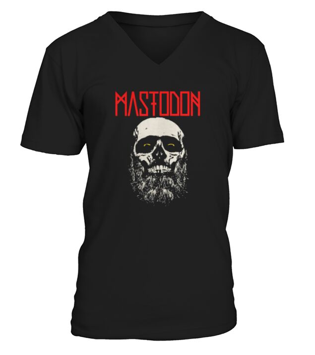 Mastodon Skull Beard Admat Heavy Metal Band V-Neck T-shirt