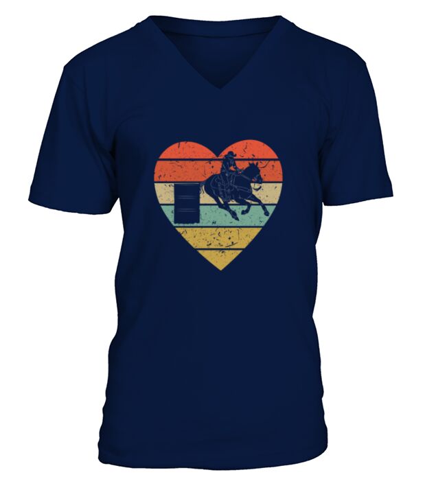 Barrel Racing Vintage Design  Retro Horse Rider Heart Sport V-Neck T-shirt