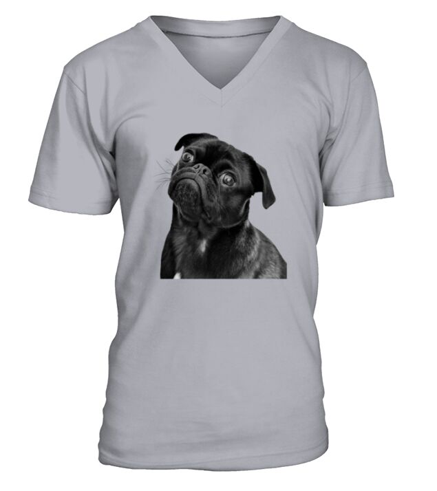 Funny Cute Black Pug V-Neck T-shirt