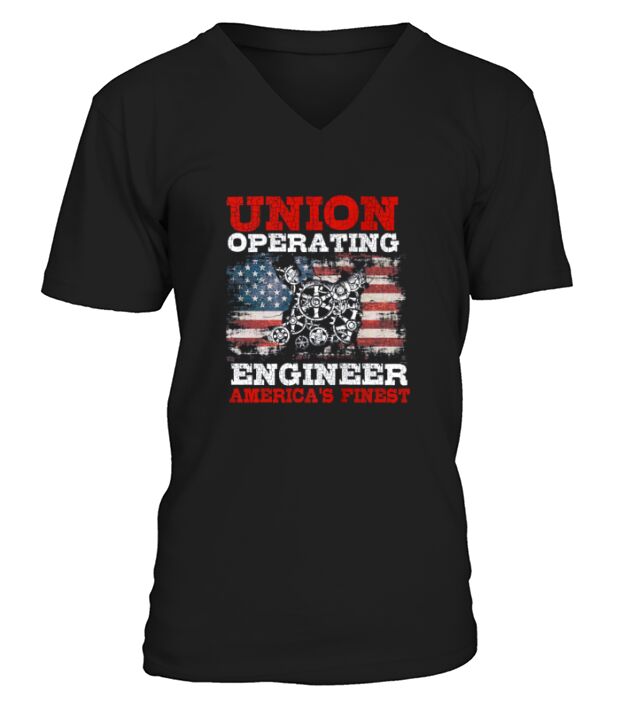 US Flag Union Operating Engineers V-Neck T-shirt
