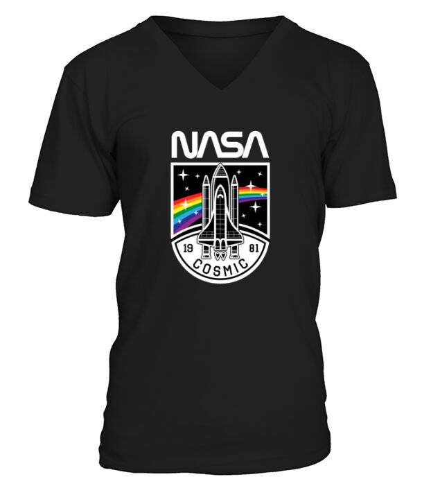 NASA 1981 Cosmic with Space Shuttle V-Neck T-shirt