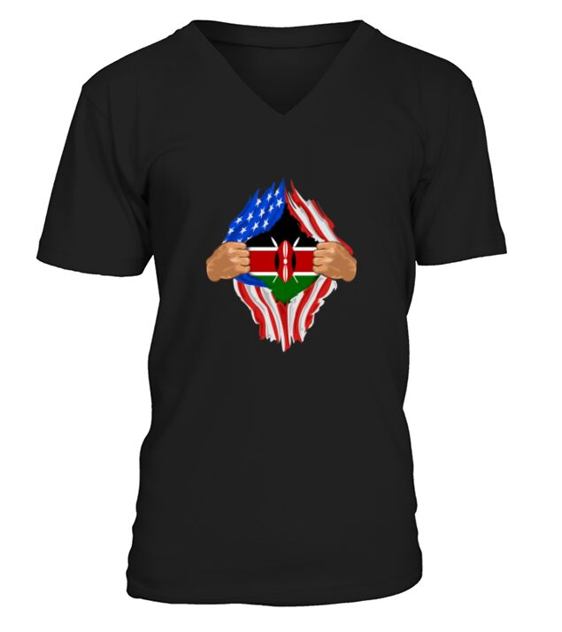 Kenyan Blood Inside Me  Kenya Flag Gift V-Neck T-shirt