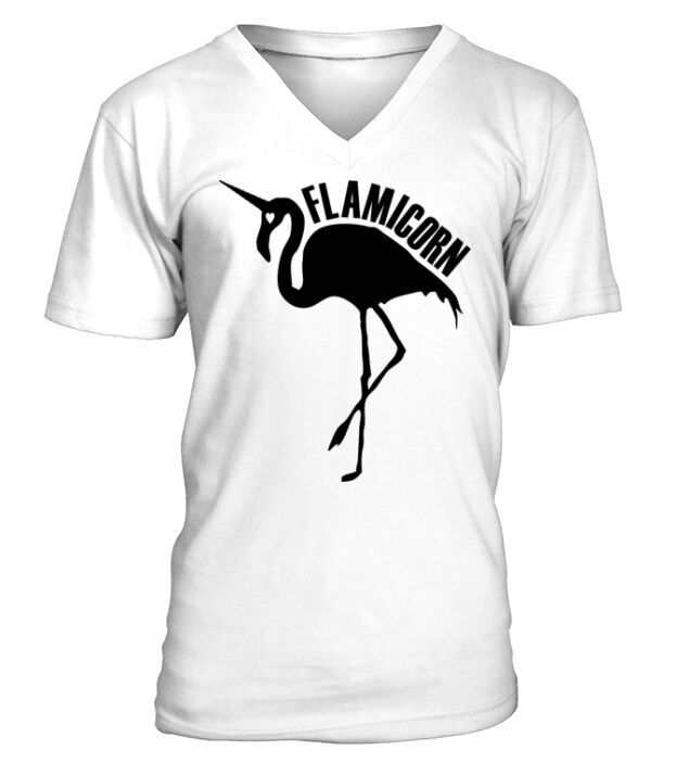 flamingo unicorn hybrid creature hybrids black V-Neck T-shirt