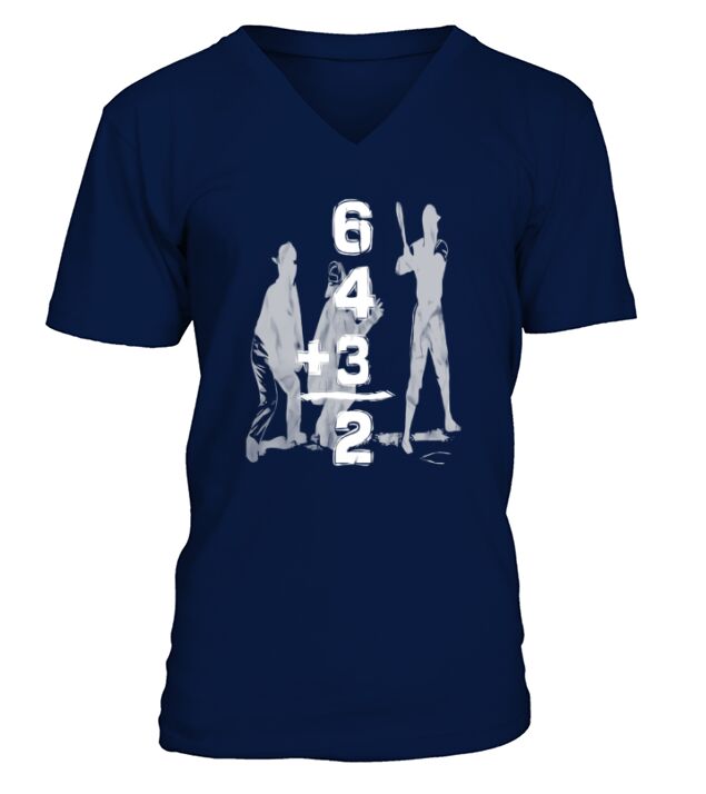 Baseball 6432 Double Play TShirt Retro Design V-Neck T-shirt