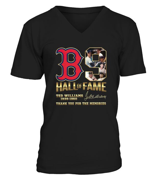 B9 Hall Of Fame Ted Williams 1939-1960 thank you for the memories signature V-Neck T-shirt