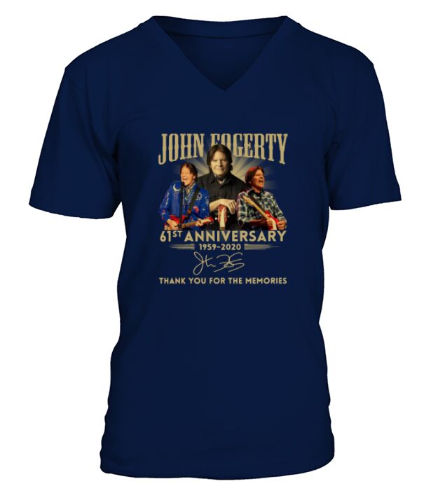 John Fogerty 61st Anniversary 1959 2020 Thank You For The Memories Signature V-Neck T-shirt