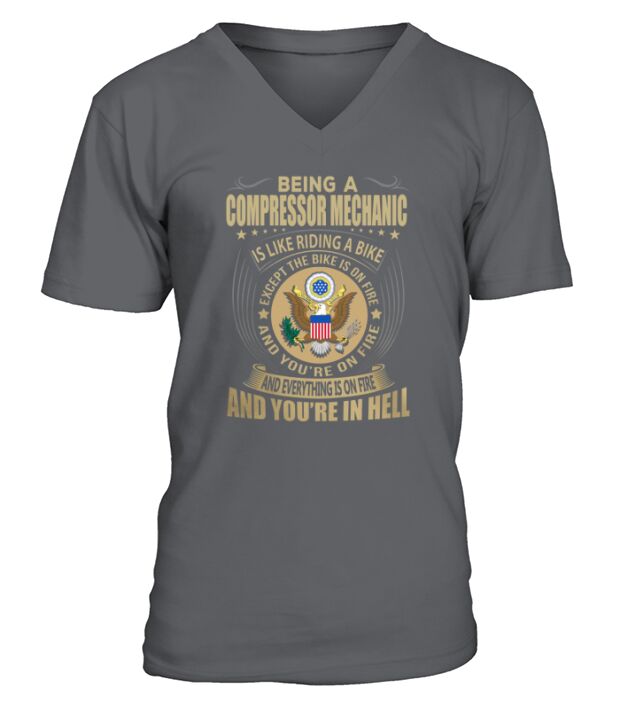Being a Compressor Mechanic like Riding a Bike Job Title Shirts V-Neck T-shirt