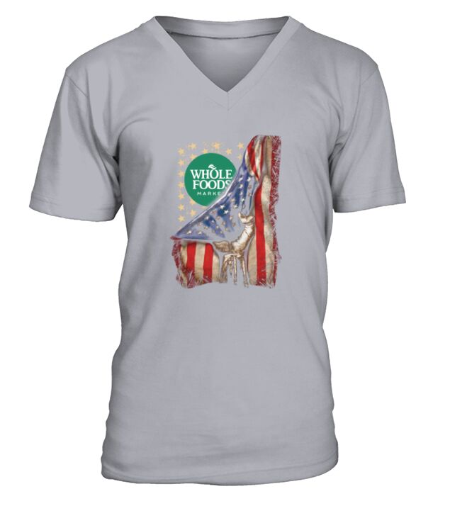 Whole Foods Market inside American Flag Happy Independence Day shirtc V-Neck T-shirt