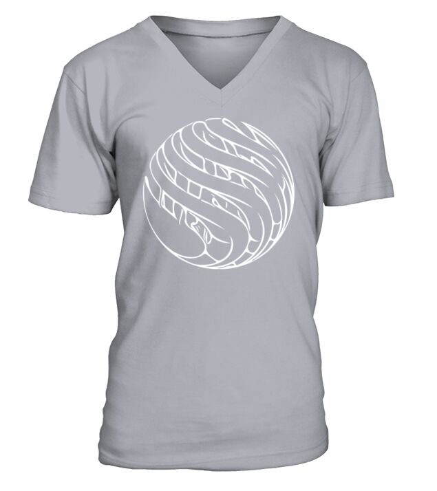 Ball Motif In Vintage Geometric Structure V-Neck T-shirt
