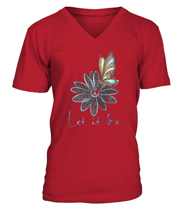 The Beatles Flower Butterfly Let It Be V-Neck T-shirt