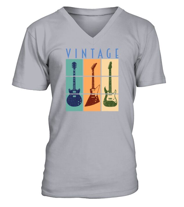 Retro Vintage Guitar Gift Cool Classic Guitars V-Neck T-shirt