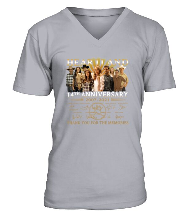 Premium the heartland 14th anniversary 2007 2021 signatures thank you for the memories V-Neck T-shirt