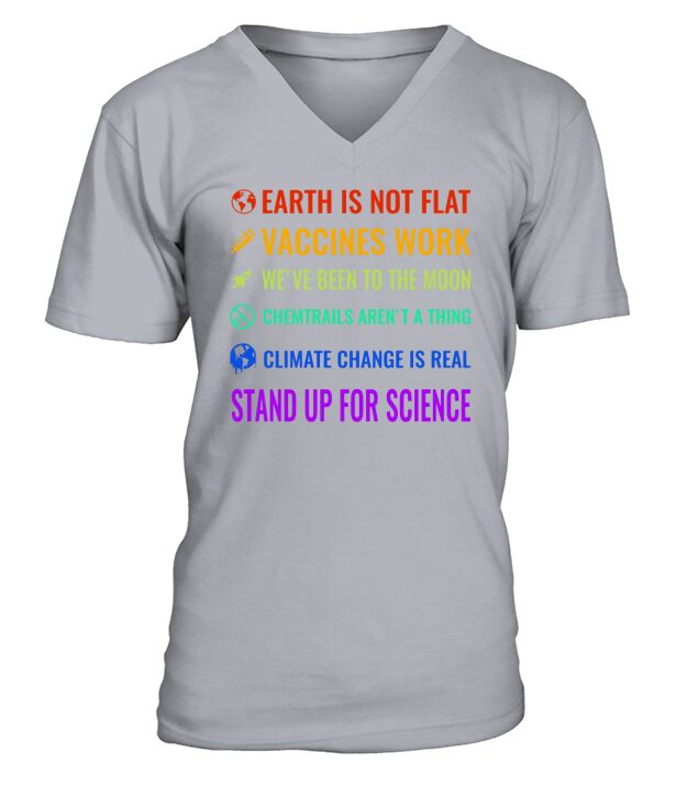 Earth Is Not Flat Vaccines Work We’ve Been To Moon V-Neck T-shirt