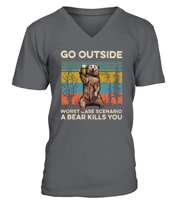 Bear go outside worst case scenario a bear kills you vintage shirt V-Neck T-shirt