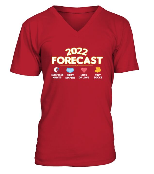 2022 Forecast For Couples New Dad Mom Baby Announcement V-Neck T-shirt