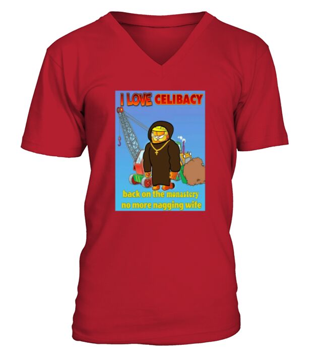 I Love Celibacy Garfield V-Neck T-shirt