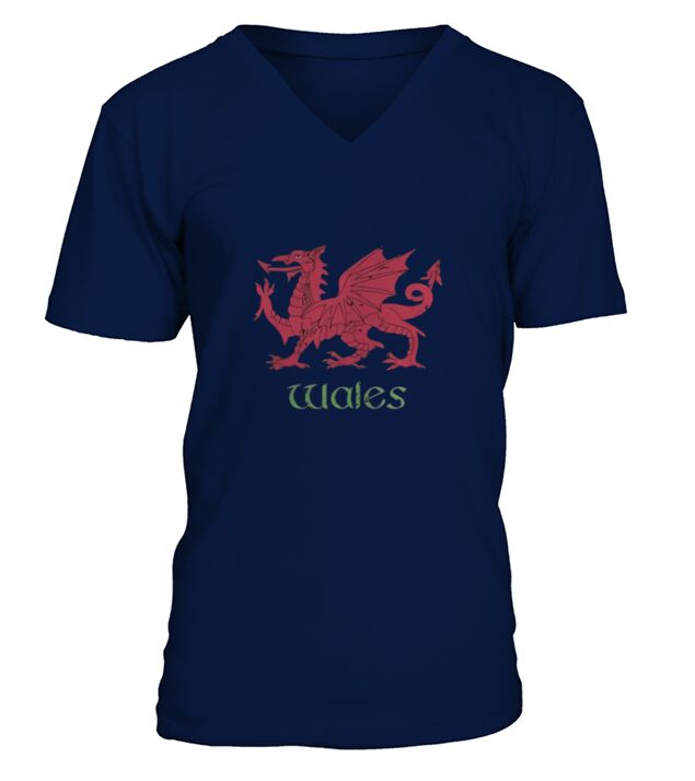 Wales Dragon T-Shirt Vintage Welsh Flag Tee V-Neck T-shirt