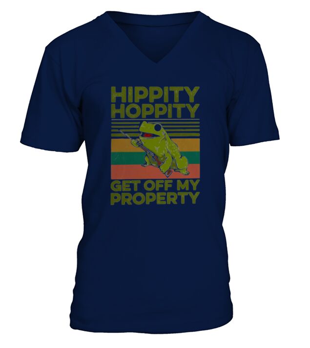 Frog hippity hoppity get off my property vintage retro V-Neck T-shirt