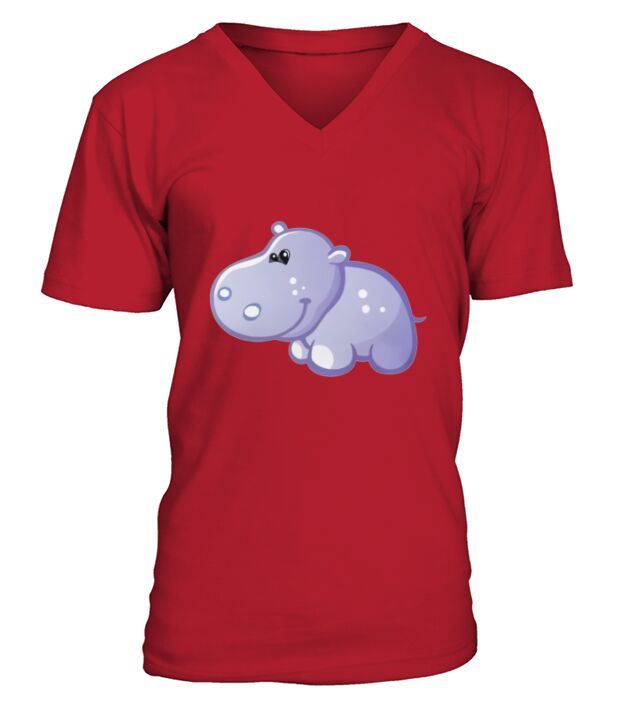 Purple hippo cartoon V-Neck T-shirt